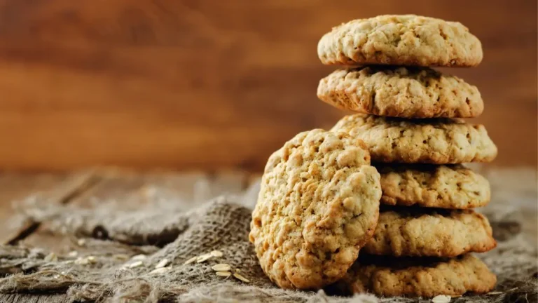 Fila de galletas de avena saludables
