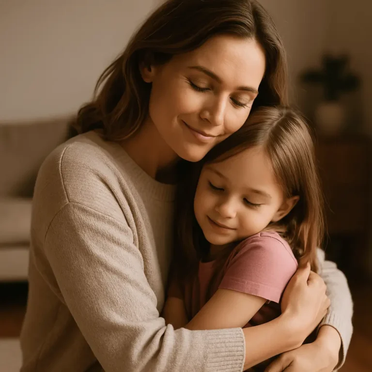 Mujer abrazando a una niña como símbolo de su niña interior